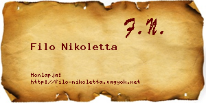 Filo Nikoletta névjegykártya